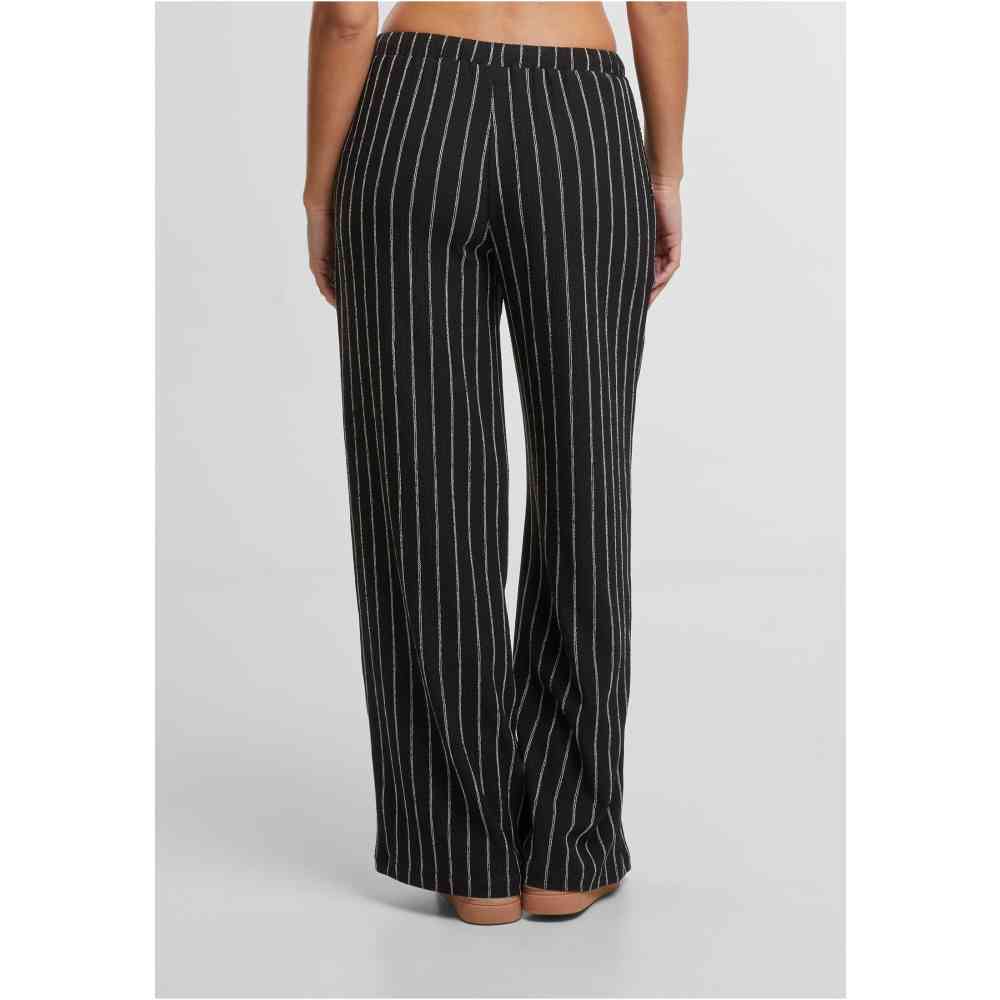 Urban Classics - Structured Striped Relaxed Fit Pantalon large - Noir/Blanc cassÃ©